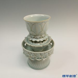 GC153 南宋湖田窯青白瓷蓮瓣紋佛教高座供水杯