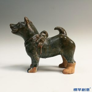 DB032 漢代綠釉陶中華田園犬狗形俑