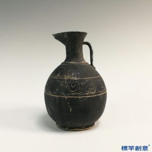 DB037 漢代黑陶刻劃雲紋單耳酒注壺