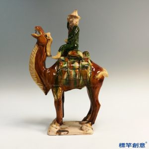 FB072 唐代鞏義窯三彩釉胡人騎駱駝俑