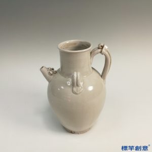 FB074 唐代邢窯白釉雙繫短流執壺