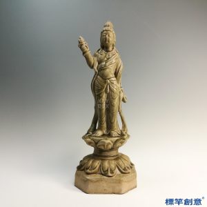 FA012 隋代相州窯米白釉執炬觀音立像