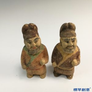 FB083 唐代黃冶窯三彩陶胡人侍俑一對