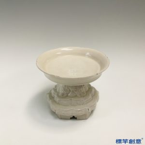 FB096 唐代邢窯白釉刻花蓮臺形高足盤