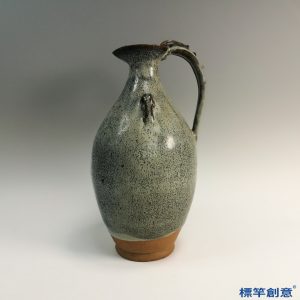 KK041 20世紀中魯山窯天青釉鈞瓷胡瓶執壺