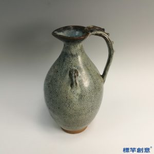 KK041 20世紀中魯山窯天青釉鈞瓷胡瓶執壺