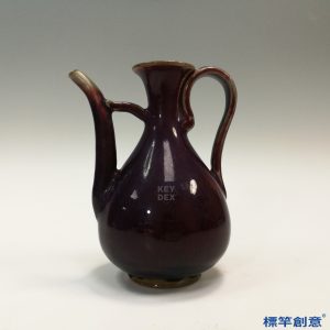 HA089 元代鈞窯紫紅釉雞心形小執壺