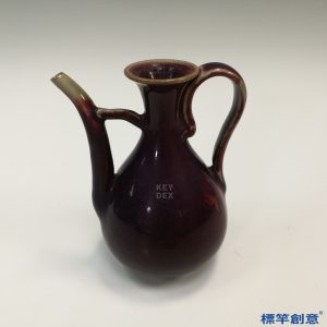 HA089 元代鈞窯紫紅釉雞心形小執壺