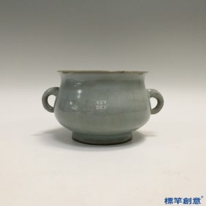 GC171 南宋龍泉溪口窯青瓷仿官釉雙耳簋式香爐