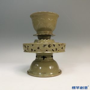 FC037 五代越窯青瓷刻蓮瓣蓮花座供水杯