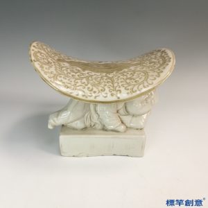 GE031 金代定窯白釉加彩塑嬰兒求子瓷枕