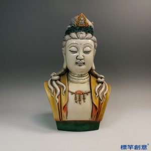 HB046 明代德化窯釉下彩觀音菩薩首像