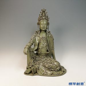 FC056 五代越窯青瓷貼塑瓔珞觀音坐像