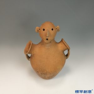 AA015 馬家窯文化紅陶人首雙耳陶壺