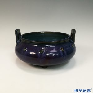 GB170 北宋鈞窯紫藍釉嘉佑款鼓丁雙耳爐