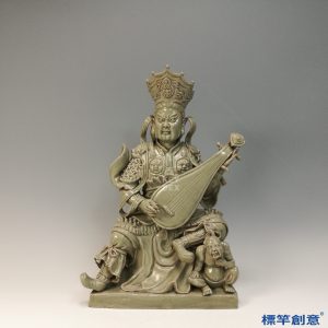 FC062 五代越窯青瓷持琵琶佛教東方持國天王像