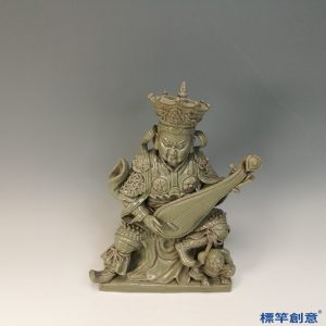 FC062 五代越窯青瓷持琵琶佛教東方持國天王像