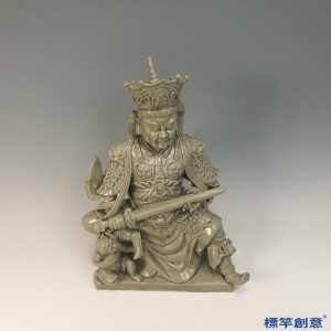 FC063 五代越窯青瓷持寶劍佛教南方增長天王像