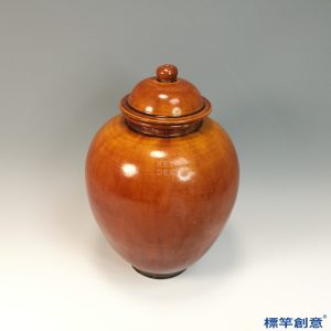 FB148 唐代鞏義窯深黃釉豆式將軍罐