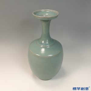 KK043 現代仿汝窯天青釉盤口長頸瓶