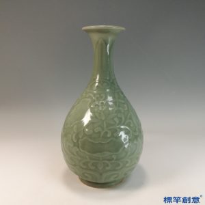 GC222 南宋龍泉窯粉青釉印纏枝紋玉壺春瓶