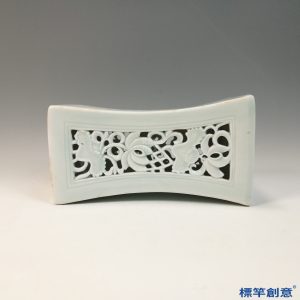 GC227 南宋湖田窯青白瓷鏤空刻纏枝花卉紋瓷枕