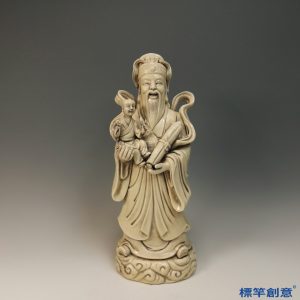 HB055 明代德化窯白釉道教福祿壽三仙像一組