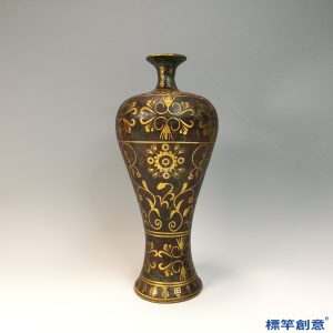 IA091 清代仿宋款銅胎錯金纏枝花卉紋梅瓶