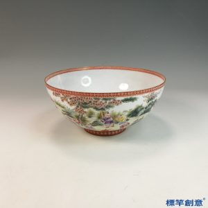 IA072 清代乾隆景德鎮官窯粉彩繪百子圖薄胎碗