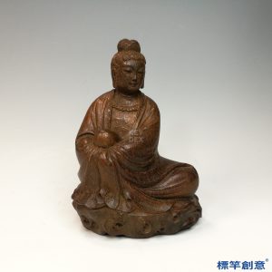 IB007 清代晚期竹雕觀音菩薩坐像