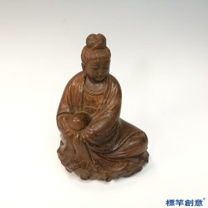 IB007 清代晚期竹雕觀音菩薩坐像