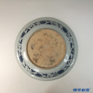 HA101 元代景德鎮窯青花繪纏枝蓮紋雙鶴大盤