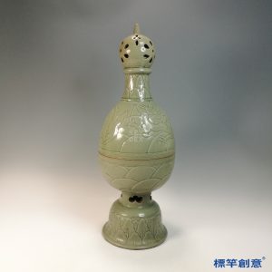 FC085 五代越窯淺青釉秘色瓷仿佛塔寶珠相輪式薰香爐